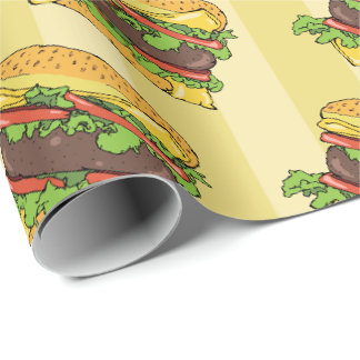 Retro Cheese Burger Graphic Food Mönster Presentpapper