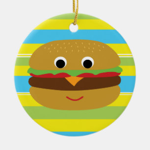 Retro Cheeseburger Julgransprydnad Keramik