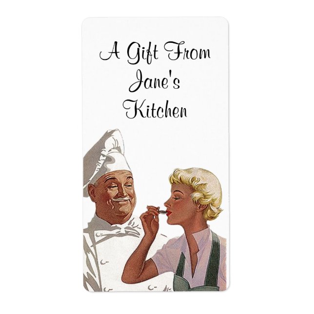 Retro Chef-etiketter Etikett Gift från köksgift Fraktsedel (Framsidan)