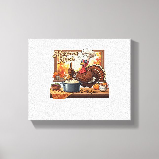 Retro Chef Turkey Thanksgiving Classic T-Shirt Canvastryck (Framsida)