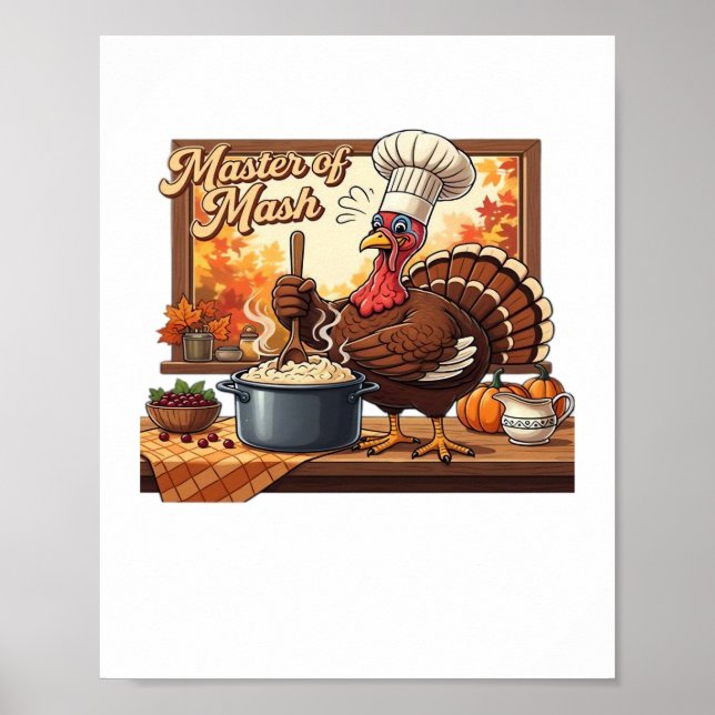 Retro Chef Turkey Thanksgiving Classic T-Shirt Poster (Framsidan)
