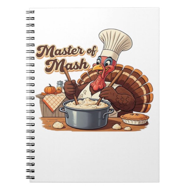 Retro Chef Turkey Thanksgiving Oversized T-Shirt Anteckningsbok (Framsidan)
