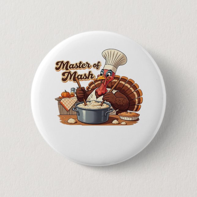 Retro Chef Turkey Thanksgiving Oversized T-Shirt Knapp (Framsida)