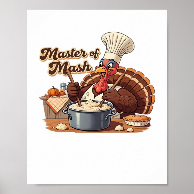 Retro Chef Turkey Thanksgiving Oversized T-Shirt Poster (Framsidan)