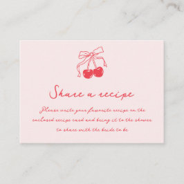 Retro Cherries & Bow Bridal Shower Recipe Request Tilläggskort