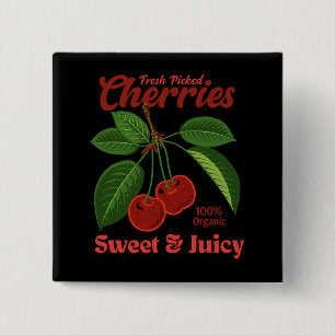 Retro Cherries Fruit Commercial Graphic Art Stil Knapp