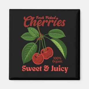 Retro Cherries Fruit Commercial Graphic Art Stil Magnet