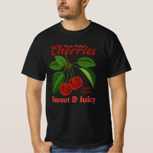 Retro Cherries Fruit Commercial Graphic Art Stil T Shirt