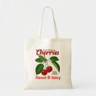 Retro Cherries Fruit Commercial Graphic Art Stil Tygkasse