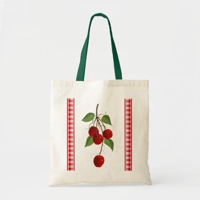 Retro Cherries Tote Bag Tygkasse (Framsidan)