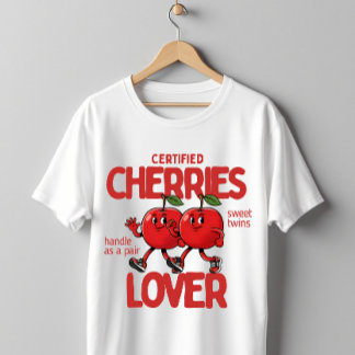 Retro Cherry Cartoon Character Kawaii Fruit Art T Shirt