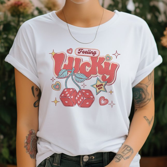 Retro Cherry Feeling Lucky Valentines Day T-Shirt (Skapare uppladdad)