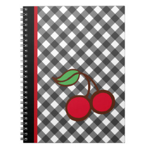 Retro Cherry Gingham School Kitchen - bärbar dator Anteckningsbok Med Spiral