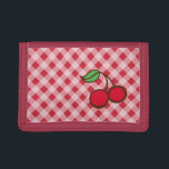 Retro Cherry Gingham Wallet Gift<br><div class="desc">Ljusröda körsbär och gingham dekorerar denna snyggt plånbok. Designen kommer från originalteckningen.</div>
