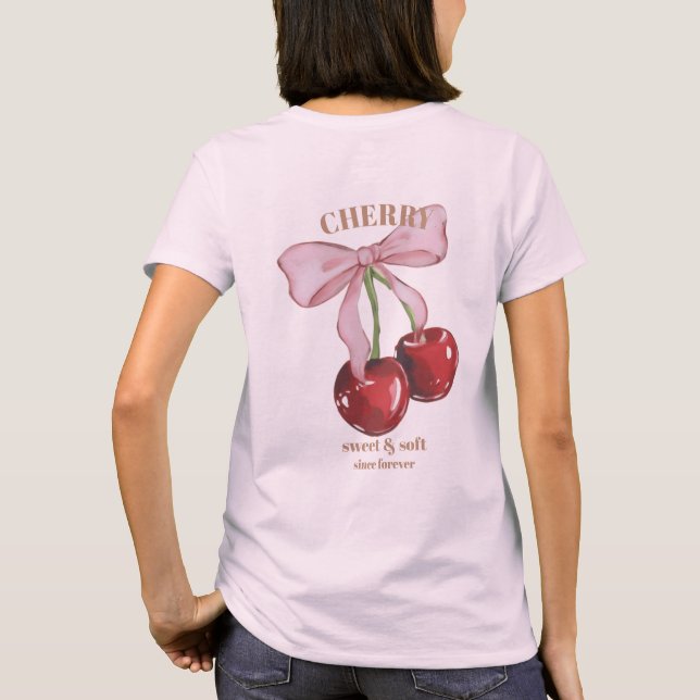 Retro Cherry Sweet & Soft Since Forever Slogan T Shirt (Baksida)