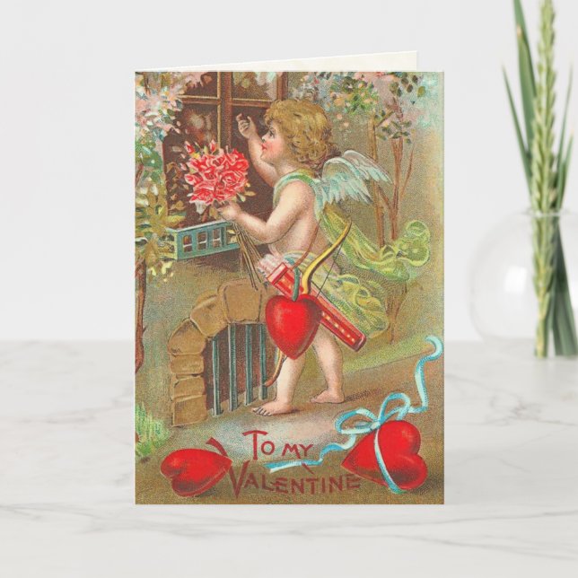 Retro Cherub Valentine Card Helgkort (Framsida)
