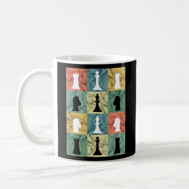 Retro Chess Delarare Vintage Chess Player Board Kaffemugg (Vänster)