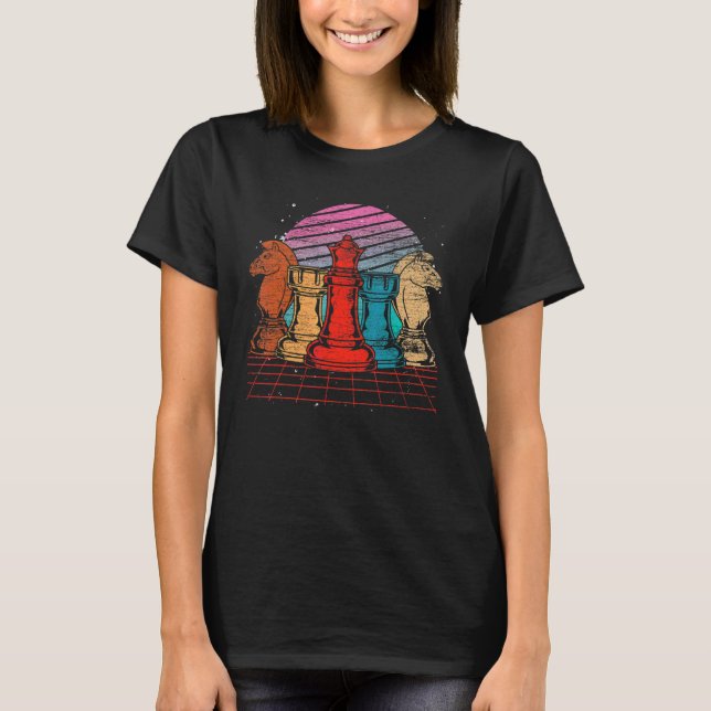 Retro Chessmen Board Game Chess Player Chess Chess T Shirt (Framsida)