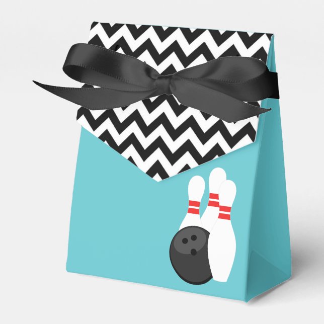 Retro Chevron Bowling Favor Boxes Presentaskar (Framsidan Sidan)