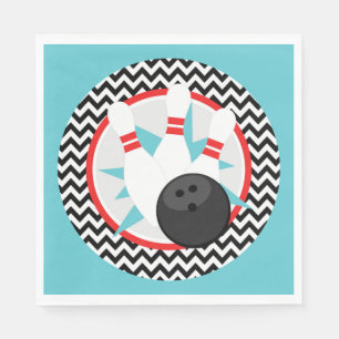 Retro Chevron Bowling Party Pappra blöjor Pappersservett