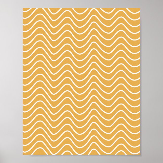 Retro Chevron Mönster Gult Zigzag Poster (Framsidan)
