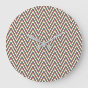 Retro Chevron-mönster Stor Klocka