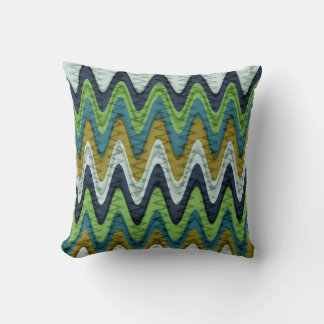 Retro Chevron och Vågigt Rand Mönster 2 Kudde