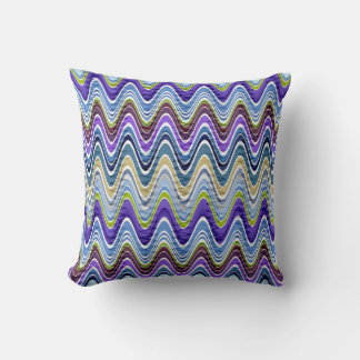 Retro Chevron och Vågigt Rand Mönster Kudde