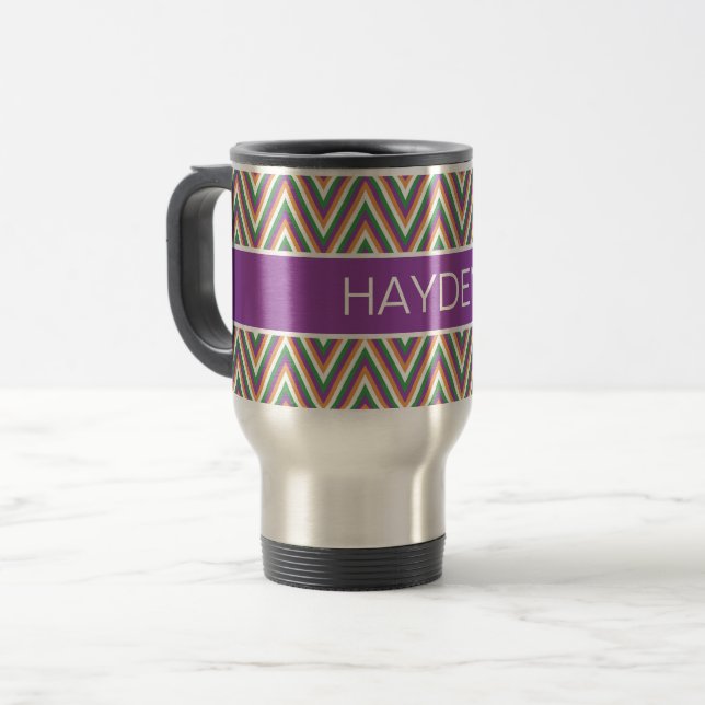 Retro Chevron Pattern Cool Personalised Resemugg (Framsida vänster)