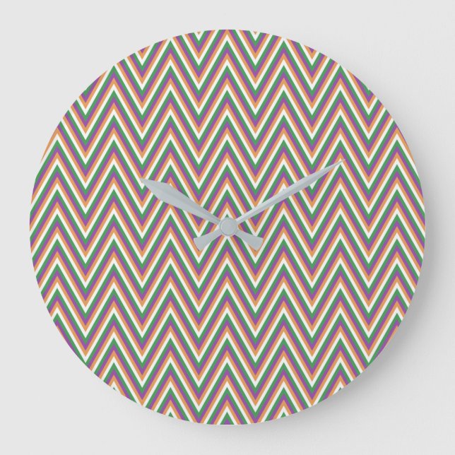 Retro Chevron Pattern Stor Klocka (Framsida)