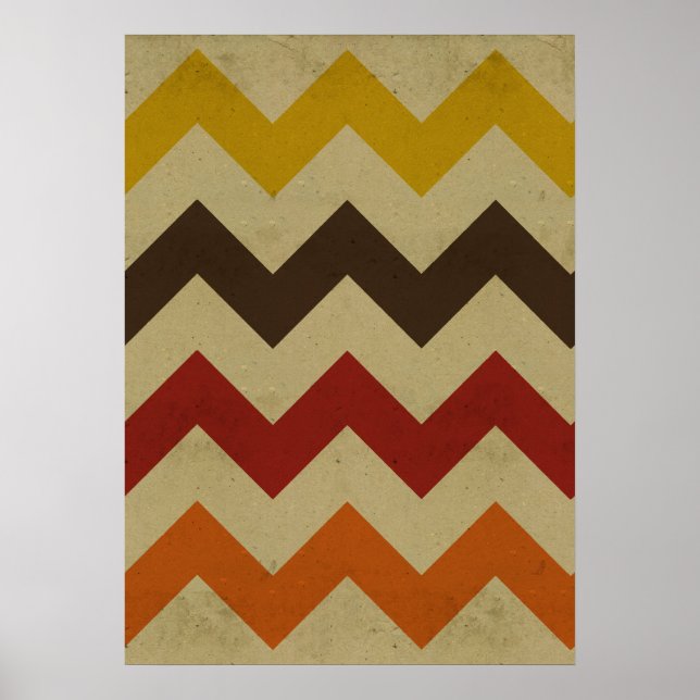 Retro chevron zigzag rand zig zag mönster poster (Framsidan)