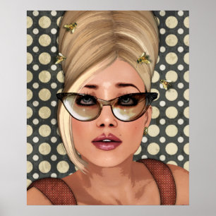 Retro chic affisch för Belinda bikupa