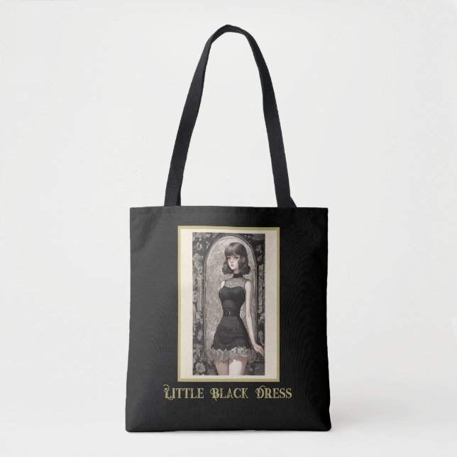 Retro Chic Anime Little Black Dress Tygkasse (Framsida)