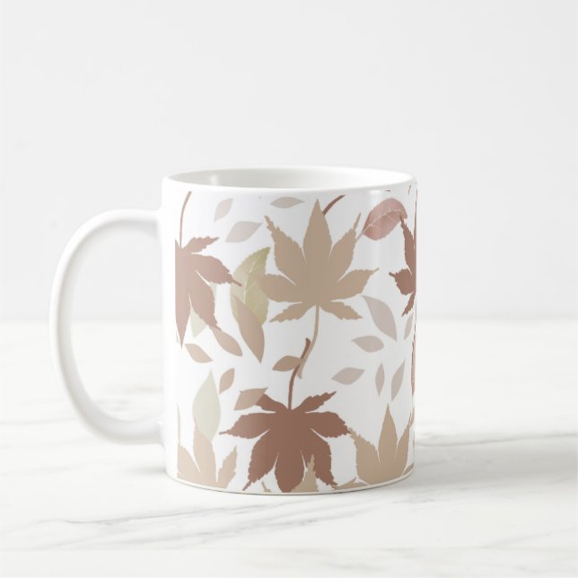 Retro Chic Brun Beige Lönnlöv Mysig Höst Kaffemugg (Vänster)