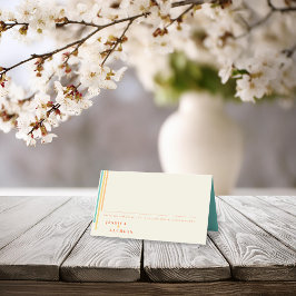 Retro-Chic-design med färgfull Rand Bröllop Placeringskort