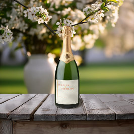 Retro-Chic-design med färgfull Rand Bröllop Vinflaska Etikett