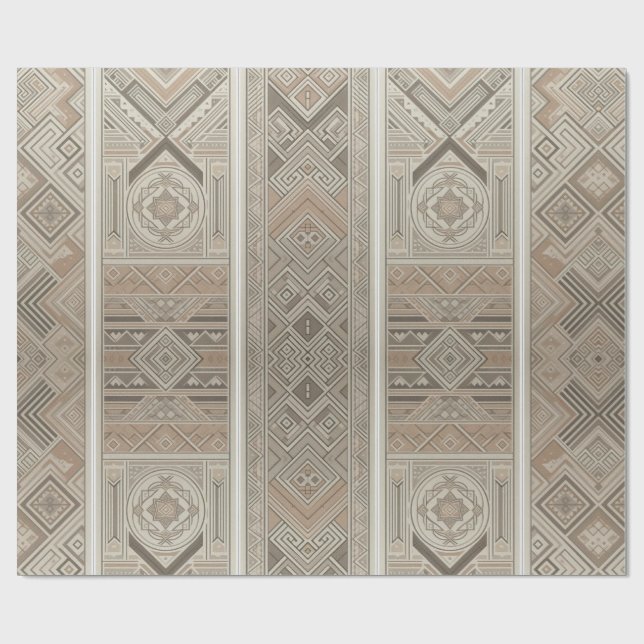 Retro Chic Geometric Elegant Tribal Mönster Presentpapper (Platt)