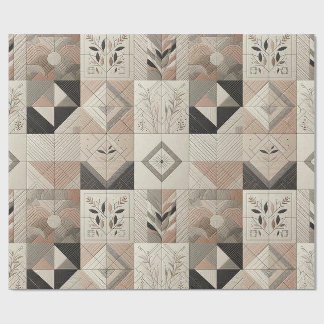 Retro Chic Geometric Elegant Tribal Mönster Presentpapper (Platt)