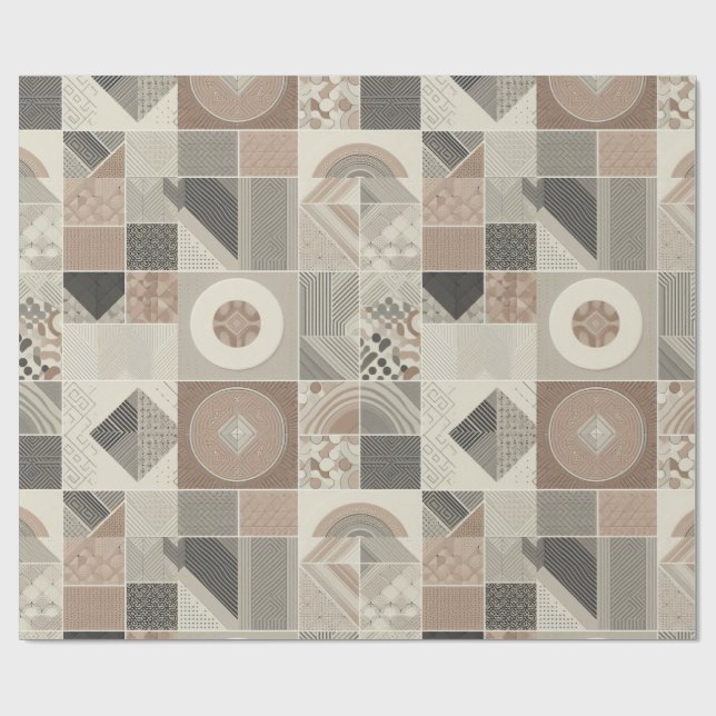 Retro Chic Geometric Elegant Tribal Mönster Presentpapper (Platt)