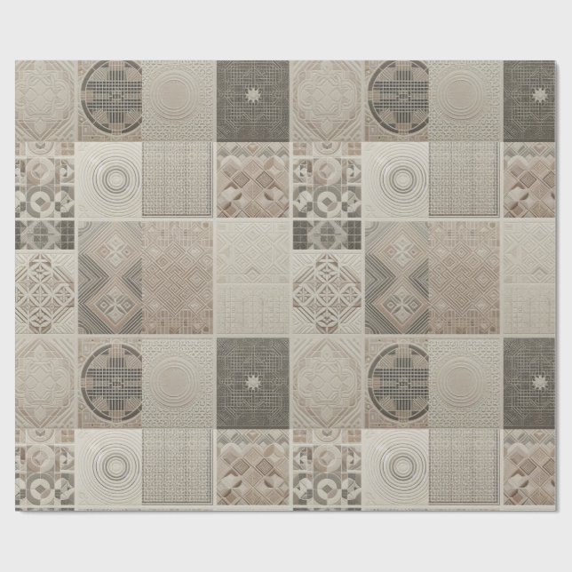 Retro Chic Geometric Elegant Tribal Mönster Presentpapper (Platt)