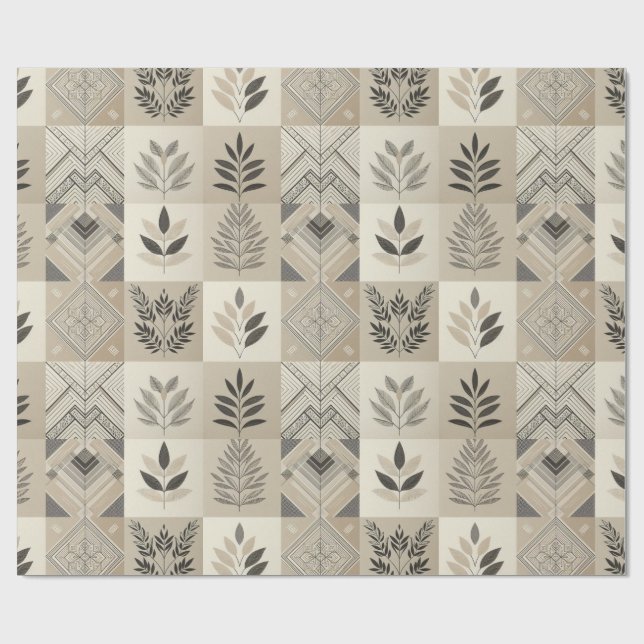 Retro Chic Geometric Elegant Tribal Mönster Presentpapper (Platt)