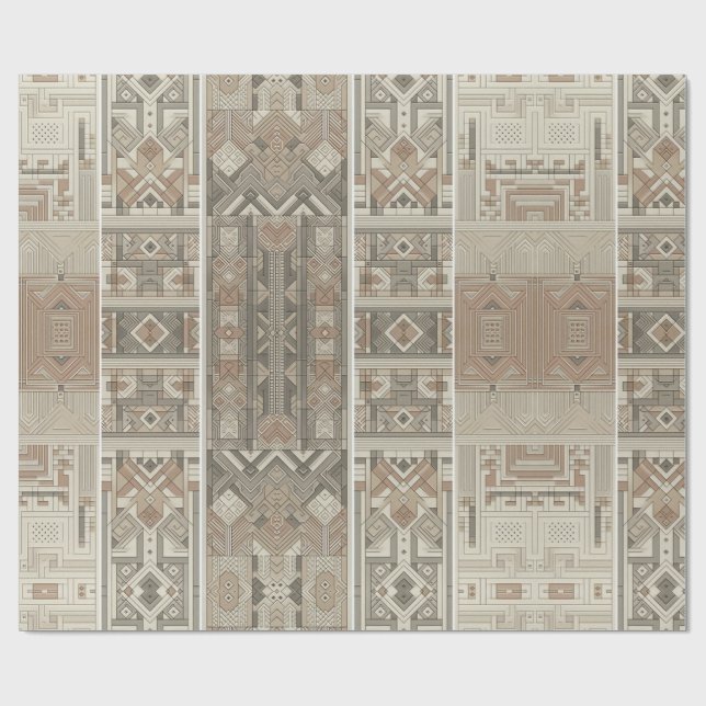 Retro Chic Geometric Elegant Tribal Mönster Presentpapper (Platt)