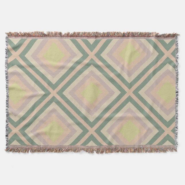 Retro Chic Geometrisk Citron Pastell Filt (Framsidan)