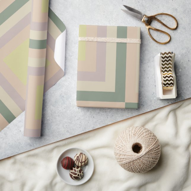 Retro Chic Geometrisk Citron Pastell Presentpapper (Hantverk)