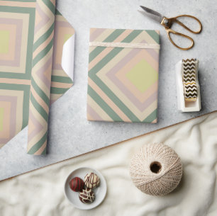 Retro Chic Geometrisk Citron Pastell Presentpapper