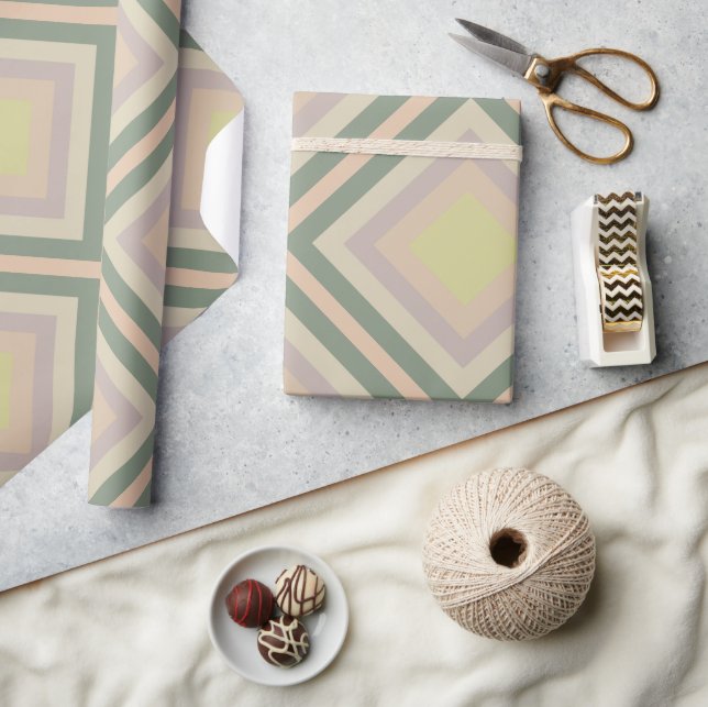 Retro Chic Geometrisk Citron Pastell Presentpapper (Hantverk)