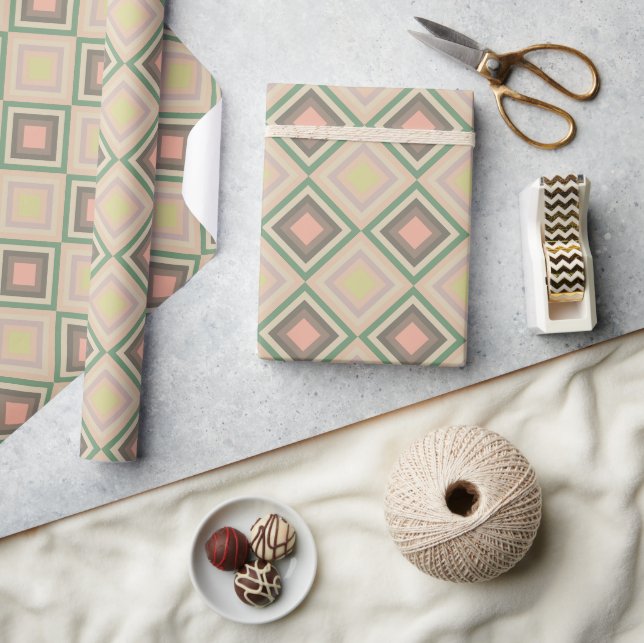 Retro Chic Geometrisk Lemon Pastell Presentpapper (Hantverk)