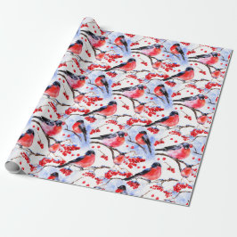 Retro Chic jul Bullfinch Birds Helgdag Gift Presentpapper