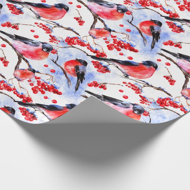 Retro Chic jul Bullfinch Birds Helgdag Gift Presentpapper (Hörn)