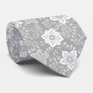 Retro Chic Klassiskt Vitt Blommönster Slips